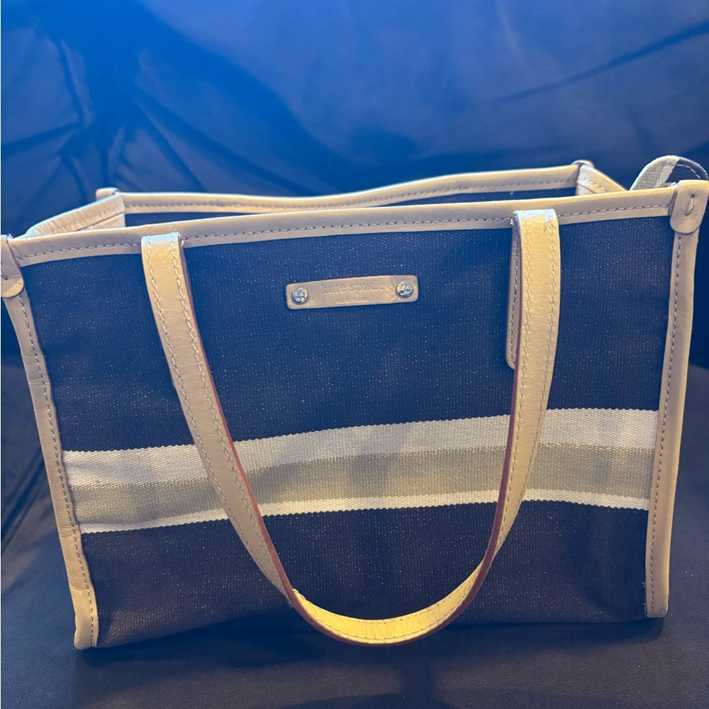 Kate Spade Dark Brown and Cream Stripe Box handbag